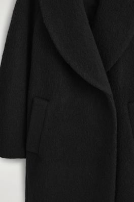 BRUSHED WOOL MAXI COAT — BLACK 6