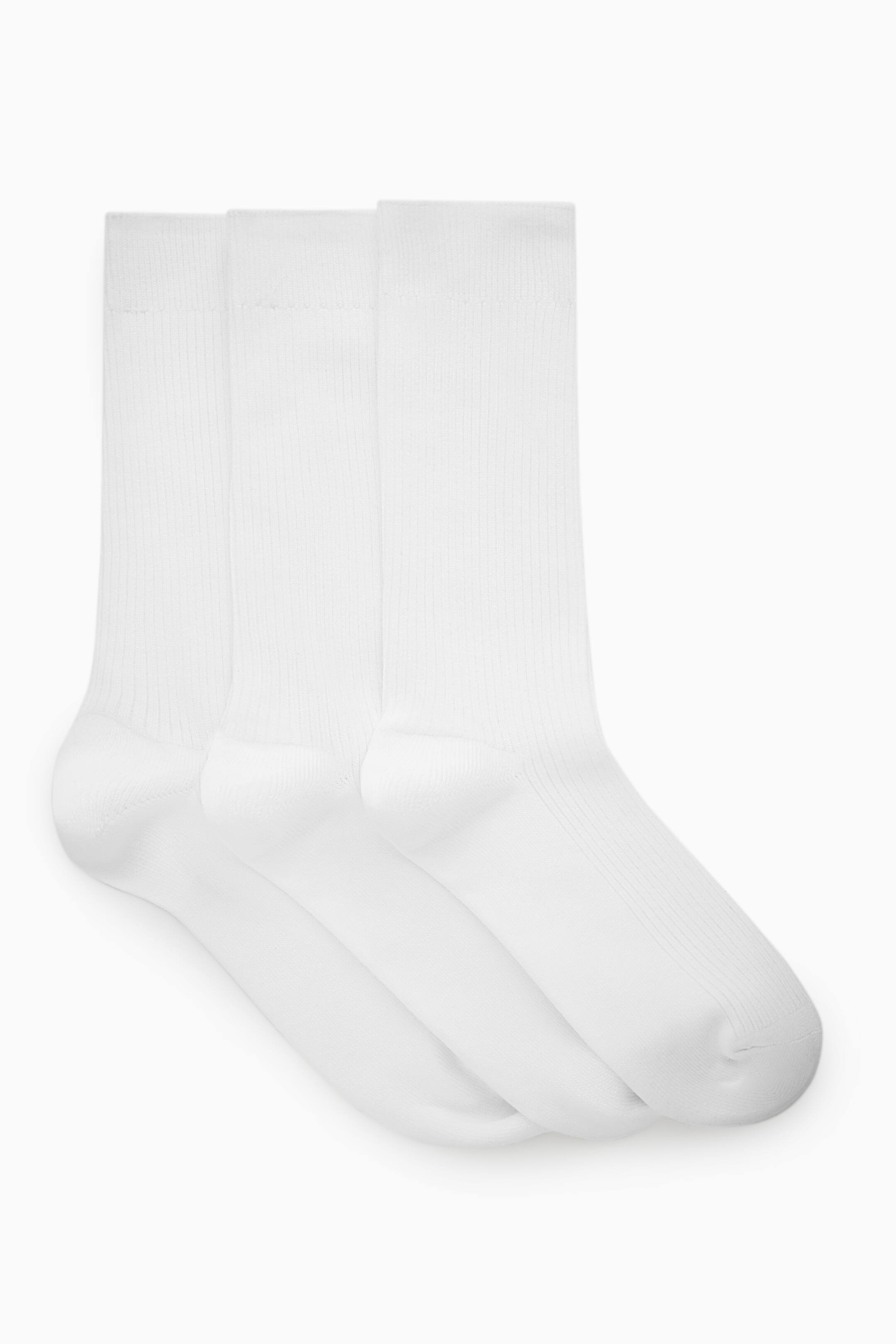 Se større billede: 3-PACK RIBBED SOCKS - WHITE - HERRE | H&M DK 1