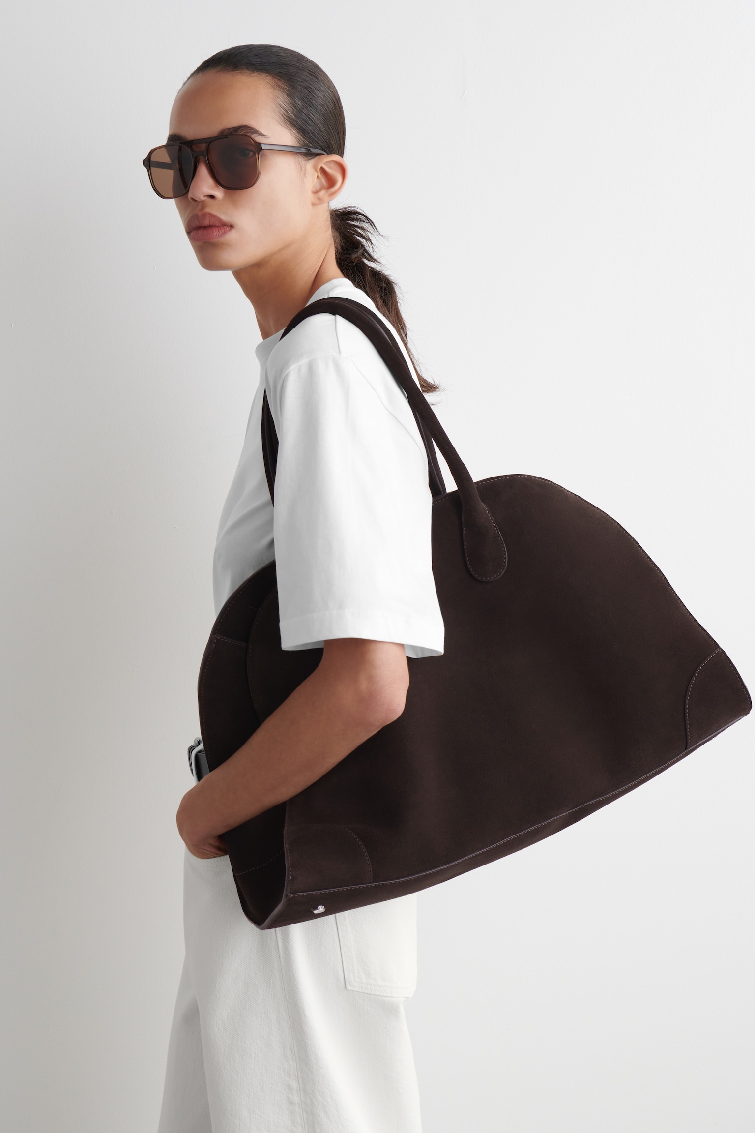 SAC BOWLING STUDIO - CUIR - DAIM BRUN FONCÉ