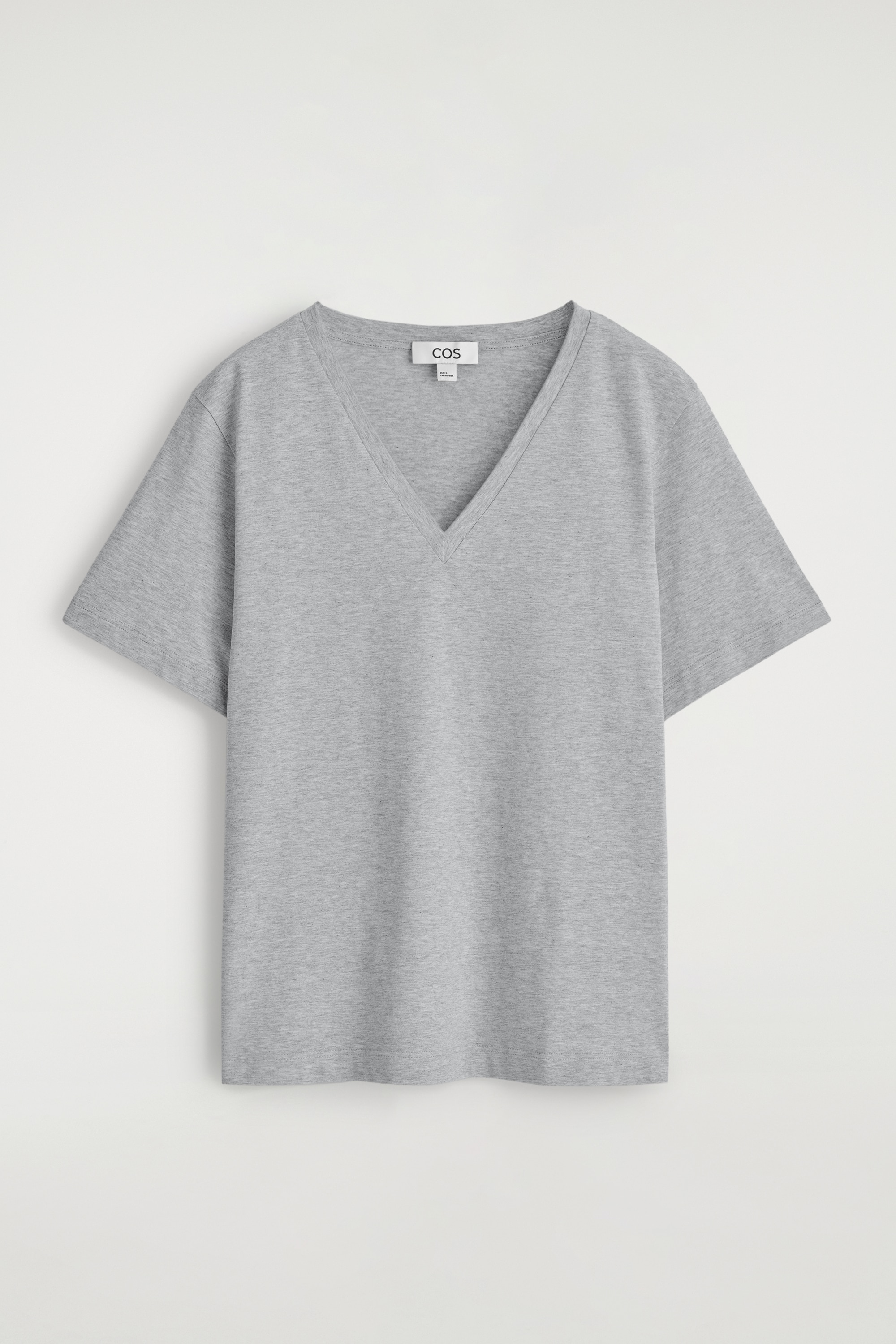 V-NECK COTTON T-SHIRT - GREY MÉLANGE/WHITE / STRIPED/BLACK/WHITE/NAVY