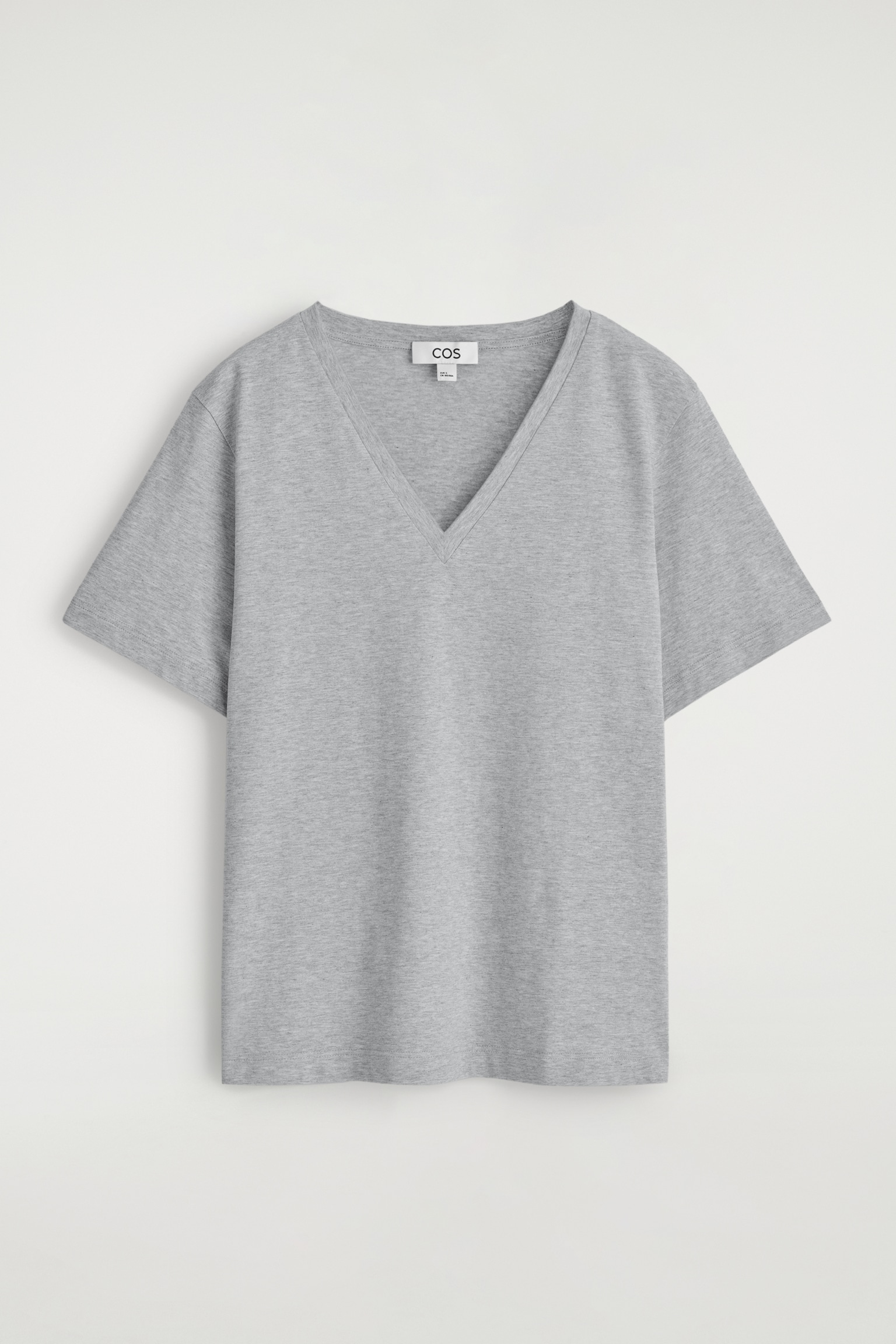 V-NECK COTTON T-SHIRT - GREY MÉLANGE/WHITE / STRIPED/WHITE/BLACK/NAVY/LIGHT BEIGE / UNDYED - 2