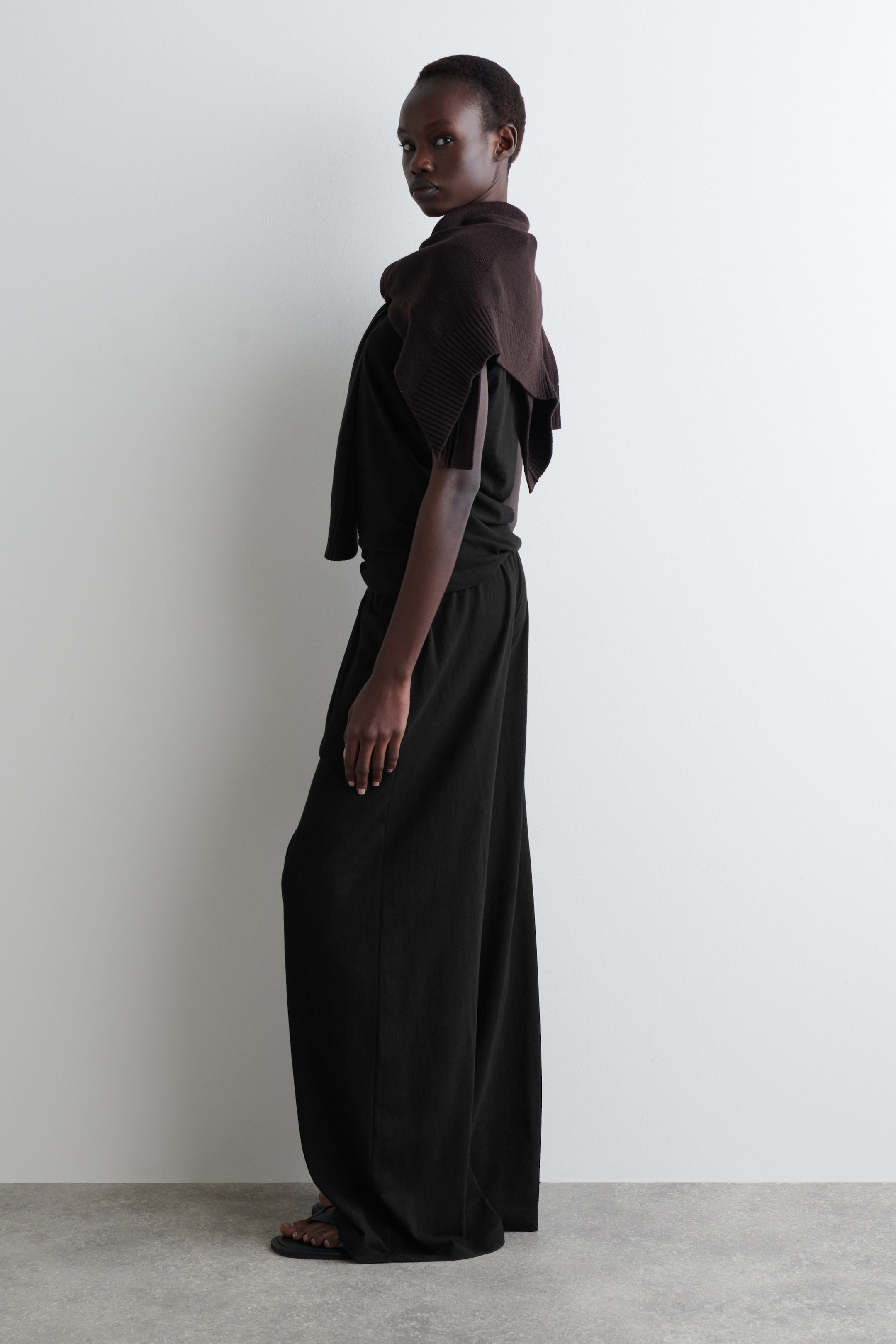 COTTON-LINEN WIDE-LEG TROUSERS