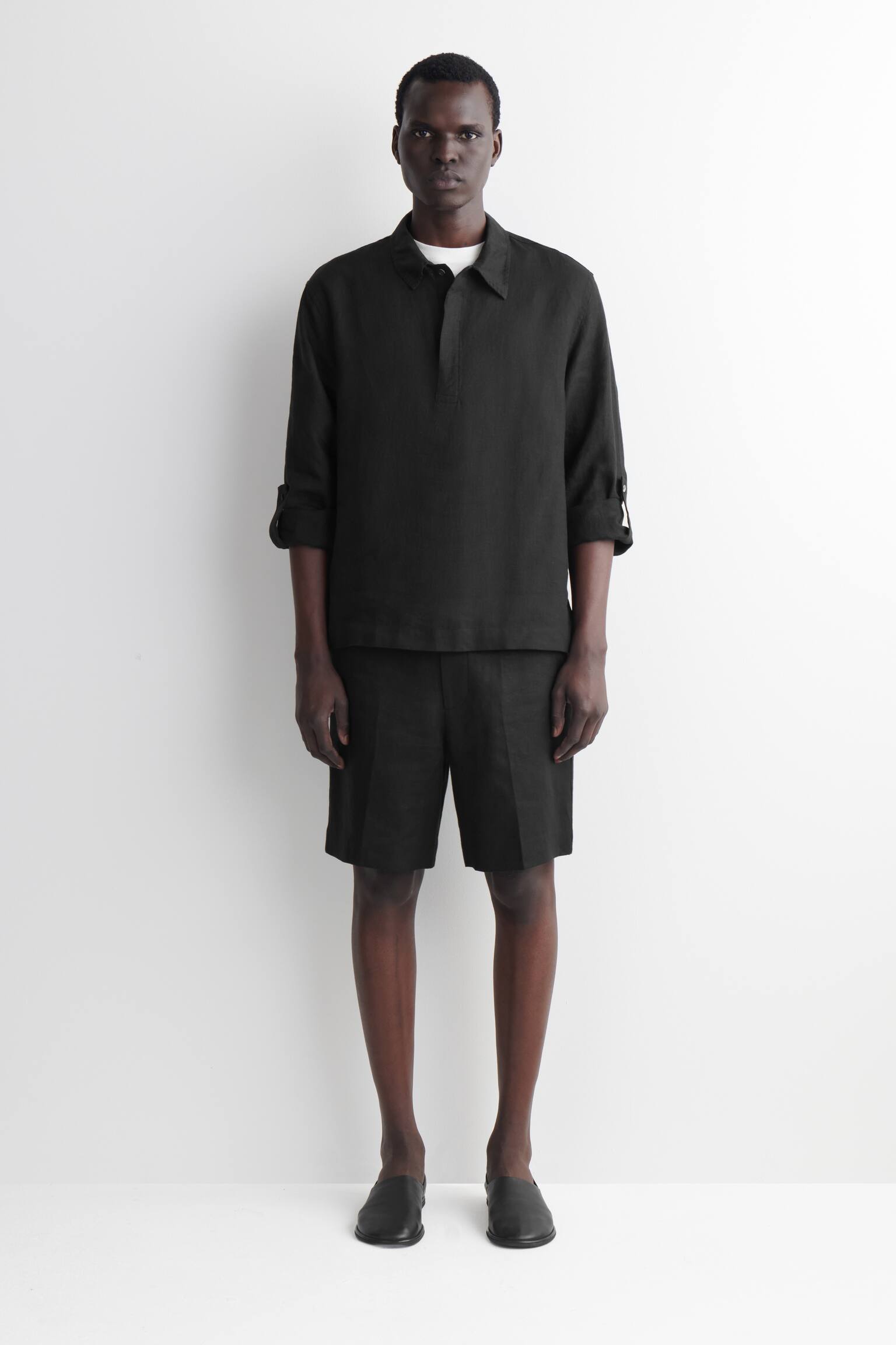 ЛЕНЕНА ПОПОВЪР РИЗА - ЧЕРНО/КАФЯВО - 8