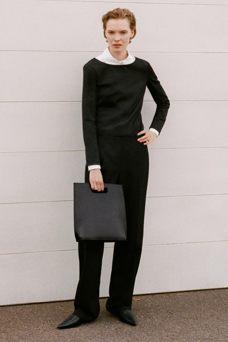 Cos Cotton Long-sleveled Top In Black
