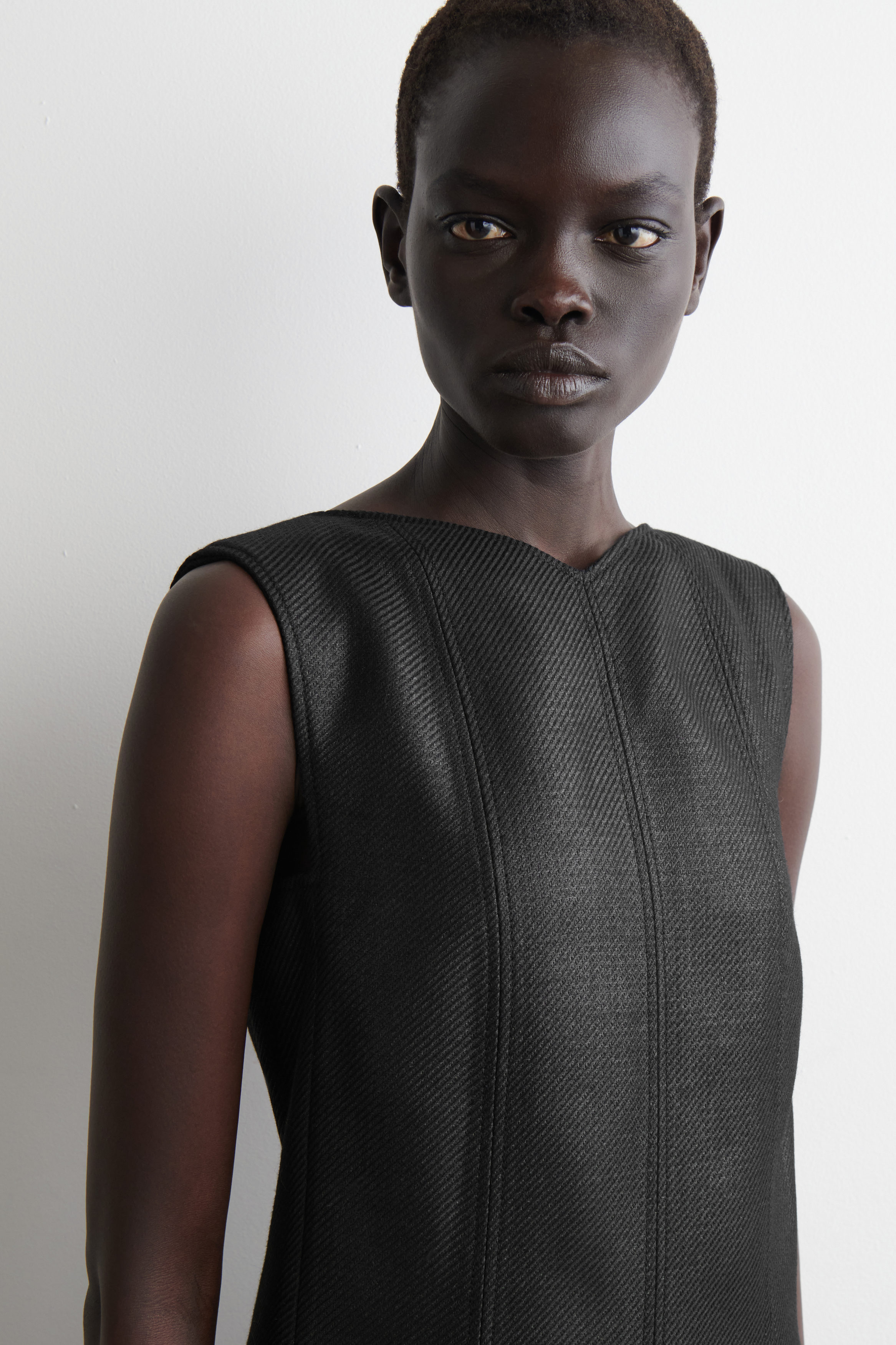 METALLIC WOOL-BLEND MINI DRESS - METALIZED BLACK | COS