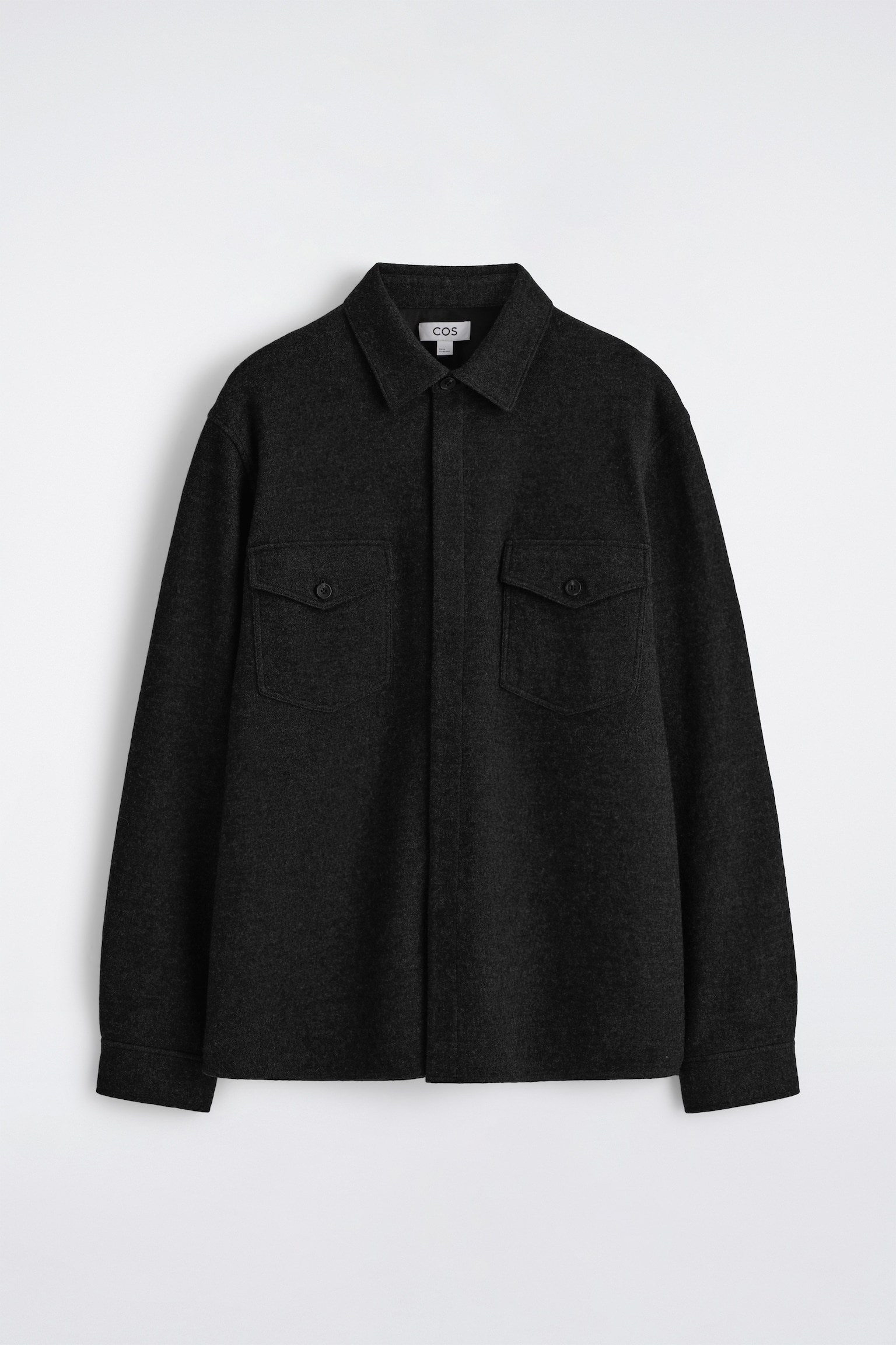 RELAXED BOILED-WOOL OVERSHIRT - BLACK/DARK KHAKI/DARK BROWN