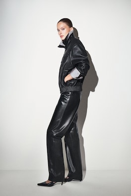 LEATHER STRAIGHT-LEG PANTS — BLACK 11