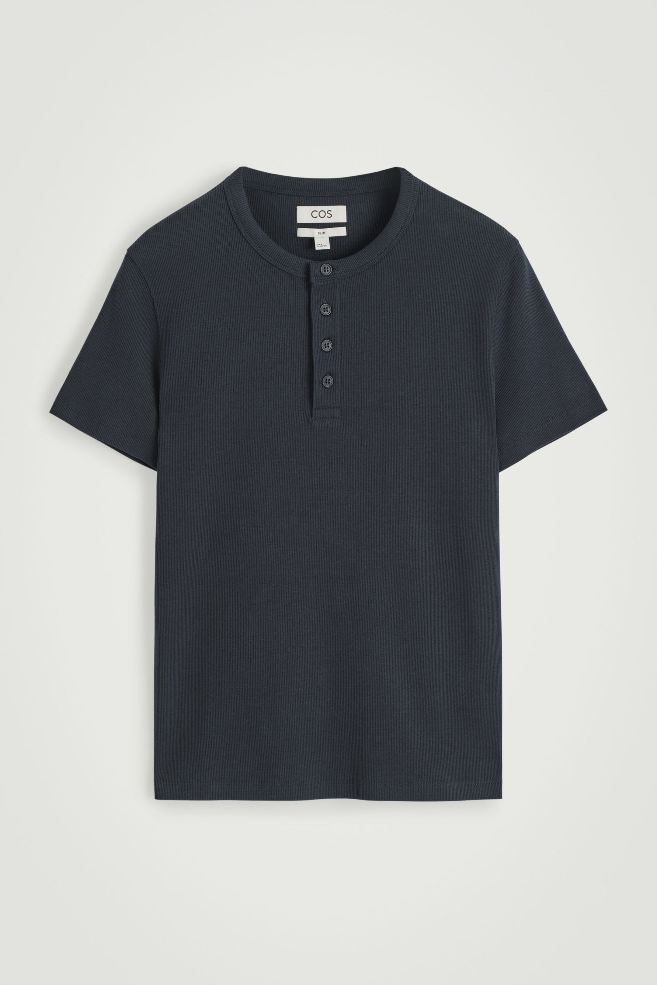 SLIM-FIT RIBBED HENLEY T-SHIRT