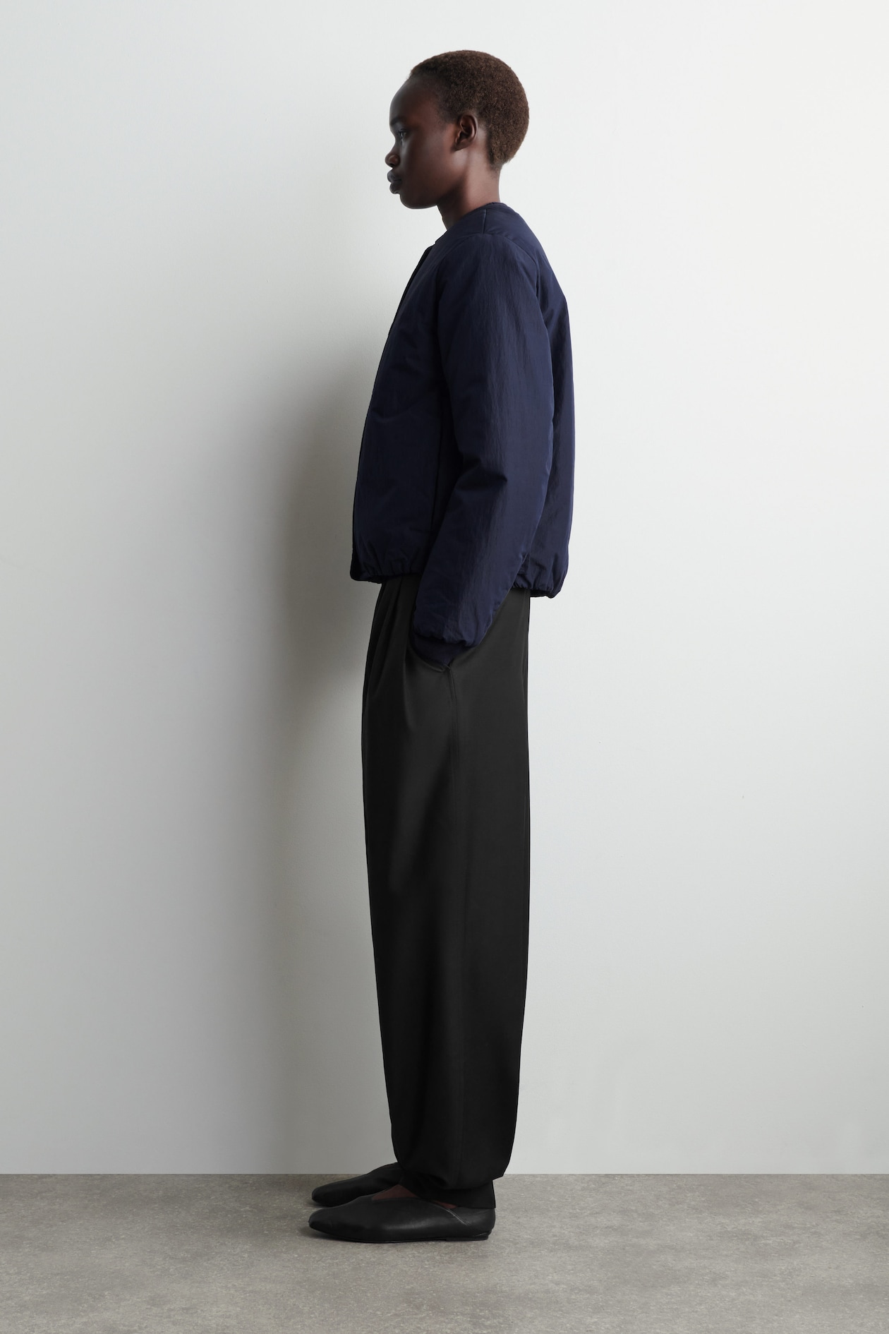 PADDED COTTON LINER JACKET — NAVY