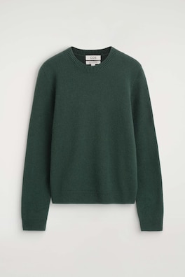 PURE CASHMERE CREW-NECK SWEATER — FOREST GREEN 8