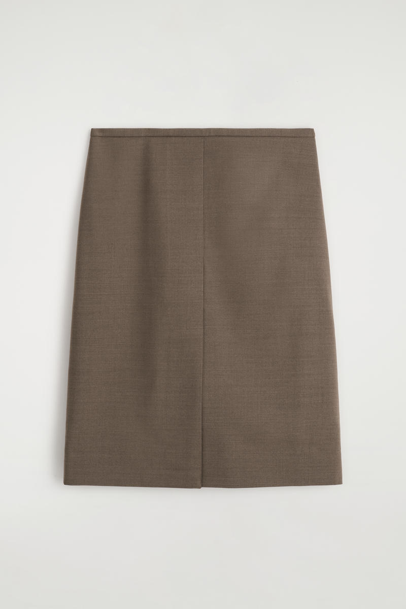 Cos Merino Wool-blend Pencil Skirt In Brown