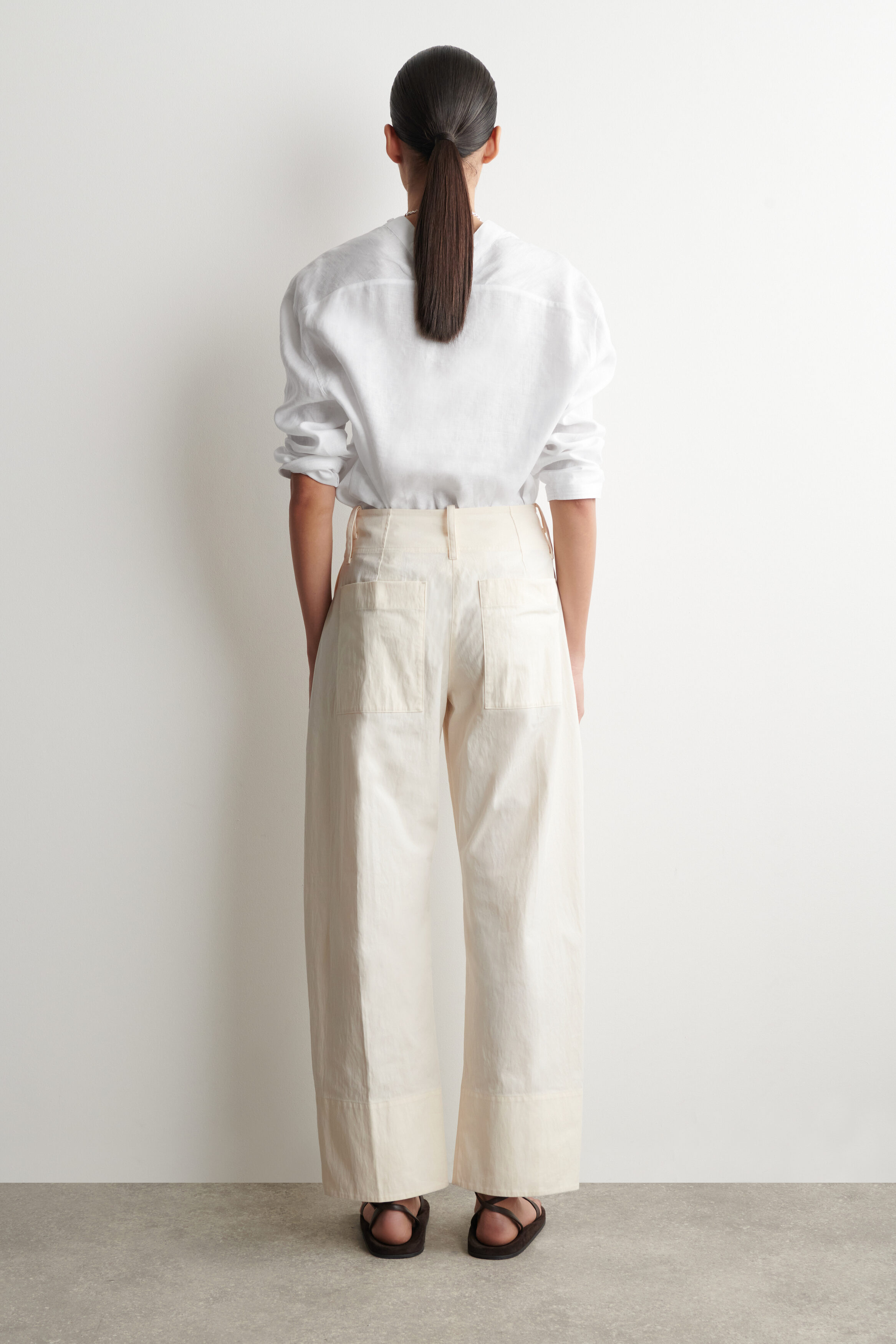 BARREL-LEG PIMA COTTON PANTS - WHITE | COS US