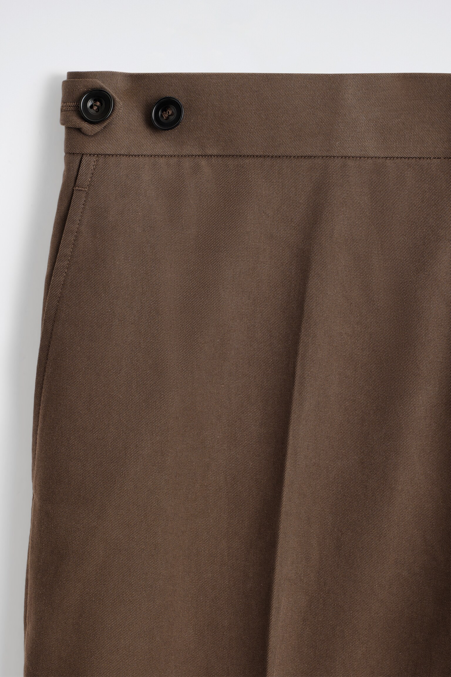 COTTON CROPPED STRAIGHT-LEG TROUSERS - BROWN - 5