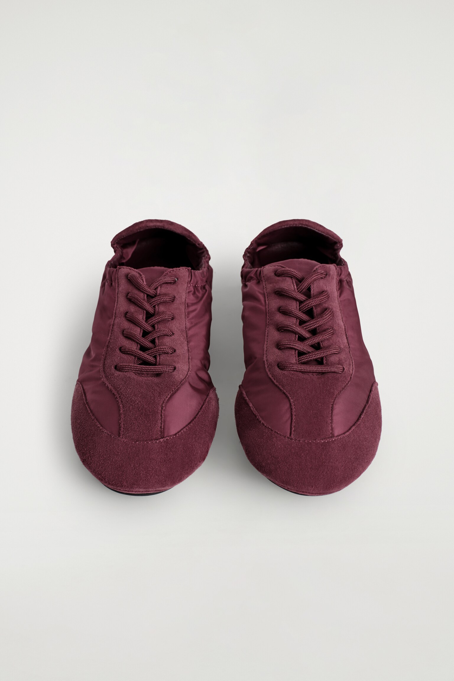 BASKETS FAÇON BALLERINES EN DAIM ET NYLON - BORDEAUX/NOIR - 3