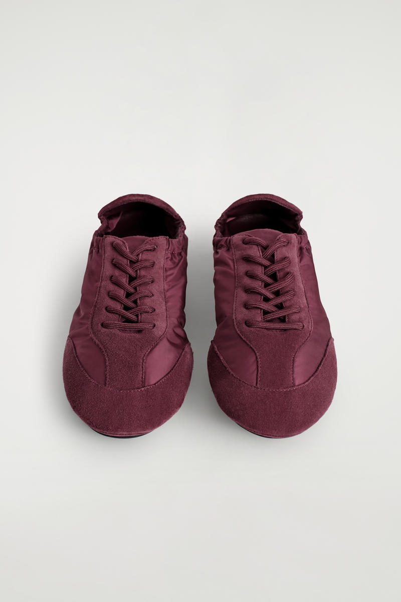 Suede-Nylon Ballet Sneakers