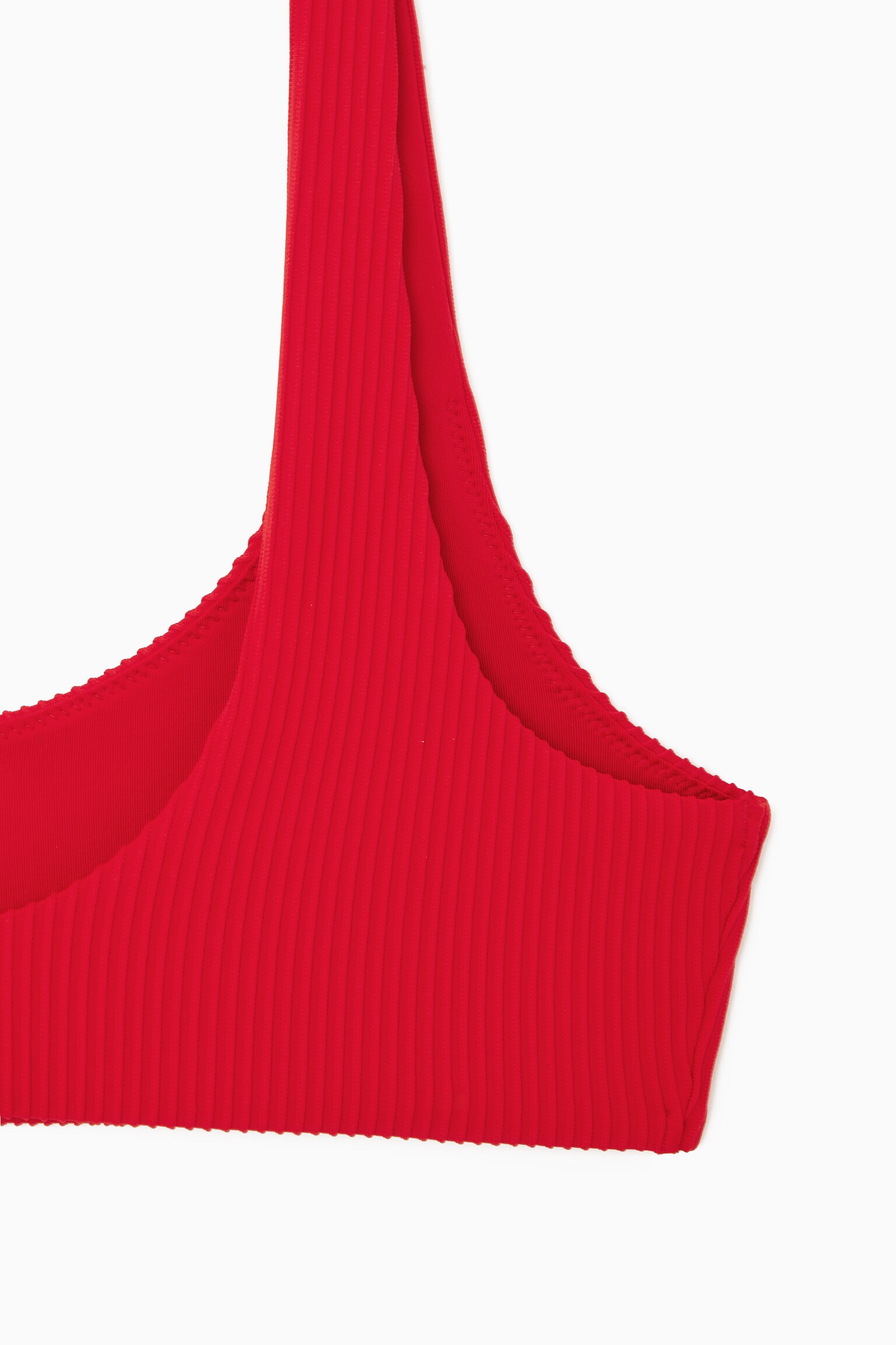 SCOOP-NECK RIBBED BIKINI TOP - BRIGHT RED/BLACK - 3