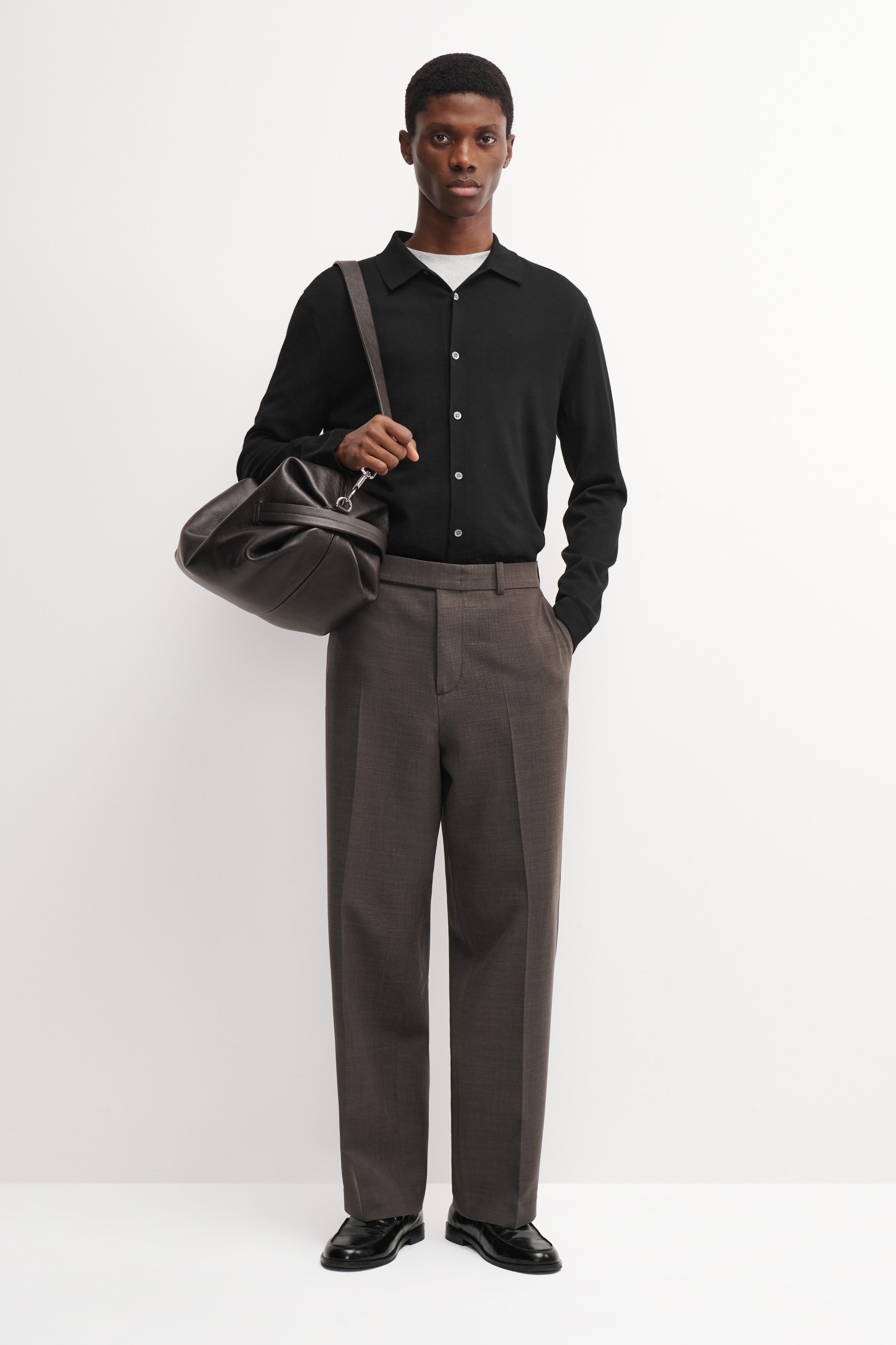 WOOL-BLEND RELAXED-FIT STRAIGHT-LEG TROUSERS