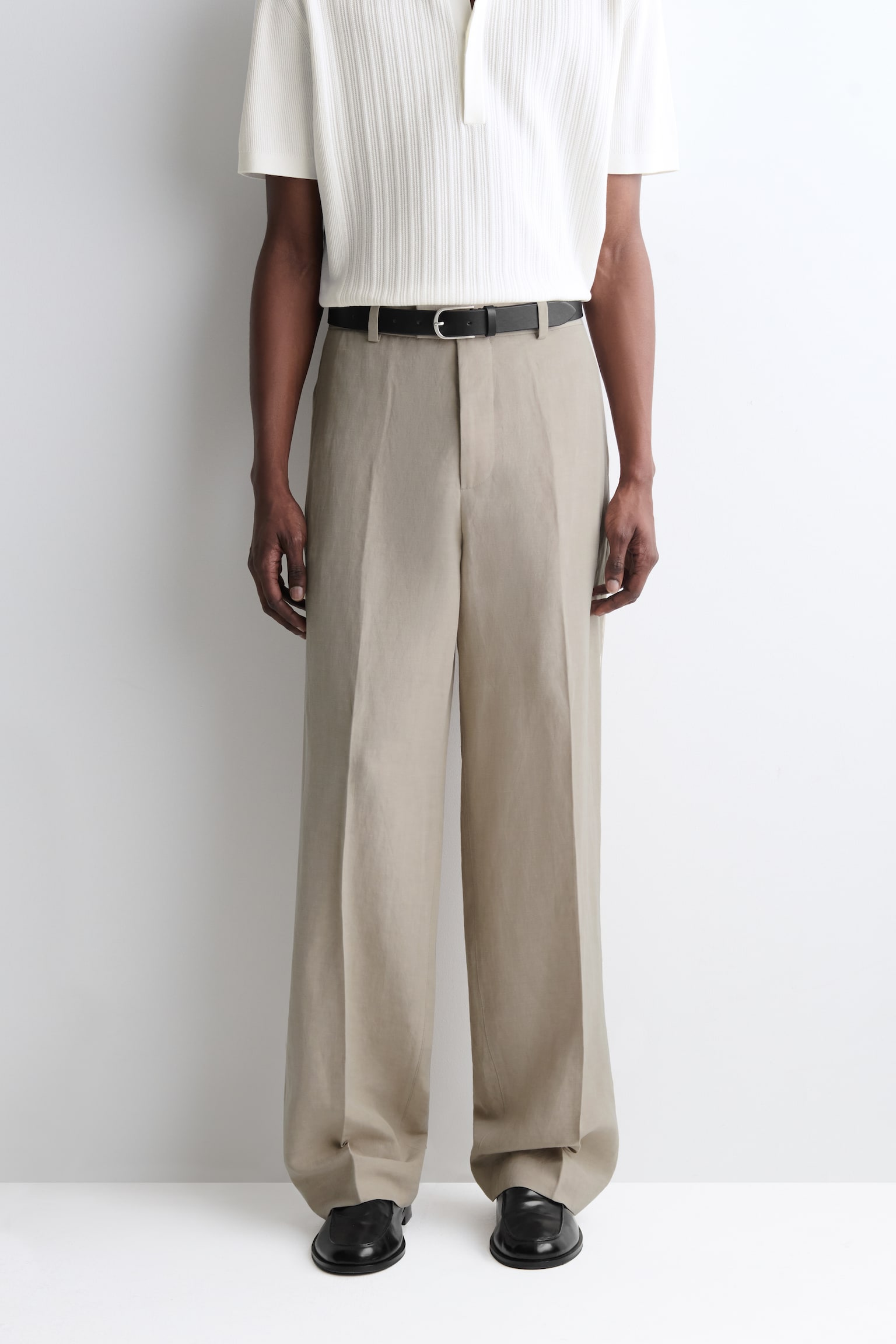 Linnen broek met losse pasvorm en rechte pijpen - buinbeige - 3