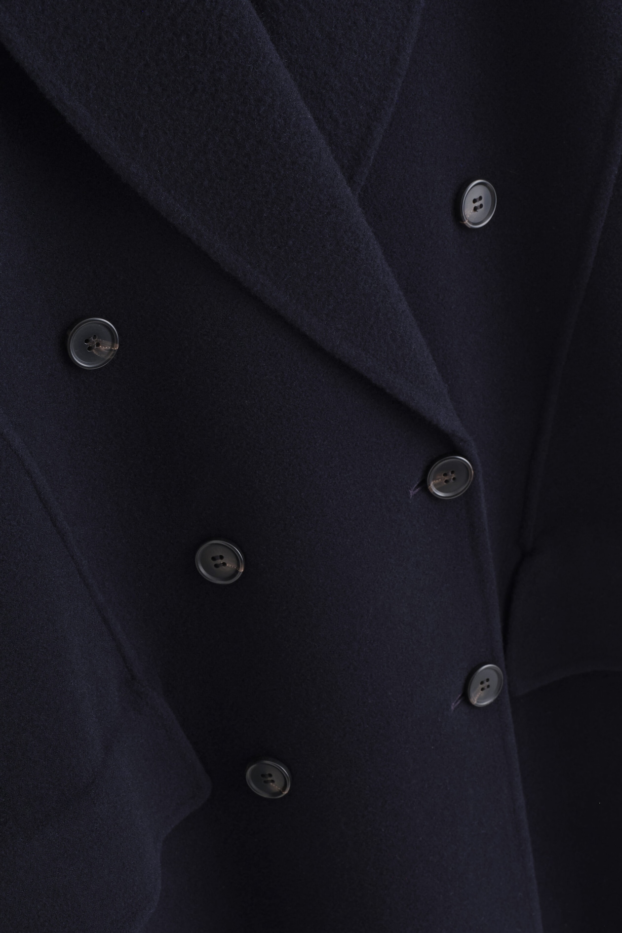 TAILORED DOUBLE-FACED WOOL LONG COAT — NAVY