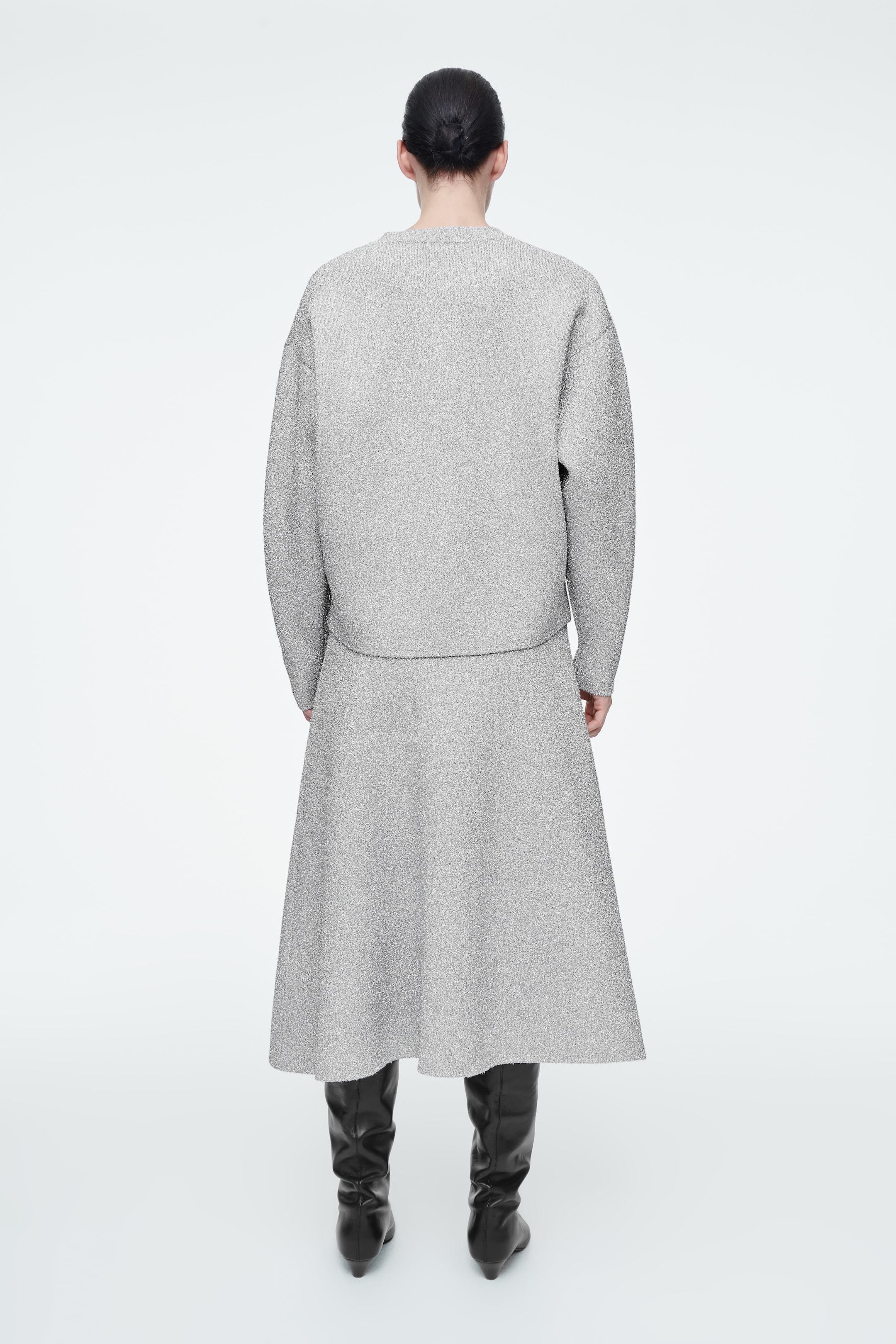 View larger image: SPARKLY MERINO WOOL MIDI SKIRT - SILVER - Ladies | H&M GB 4