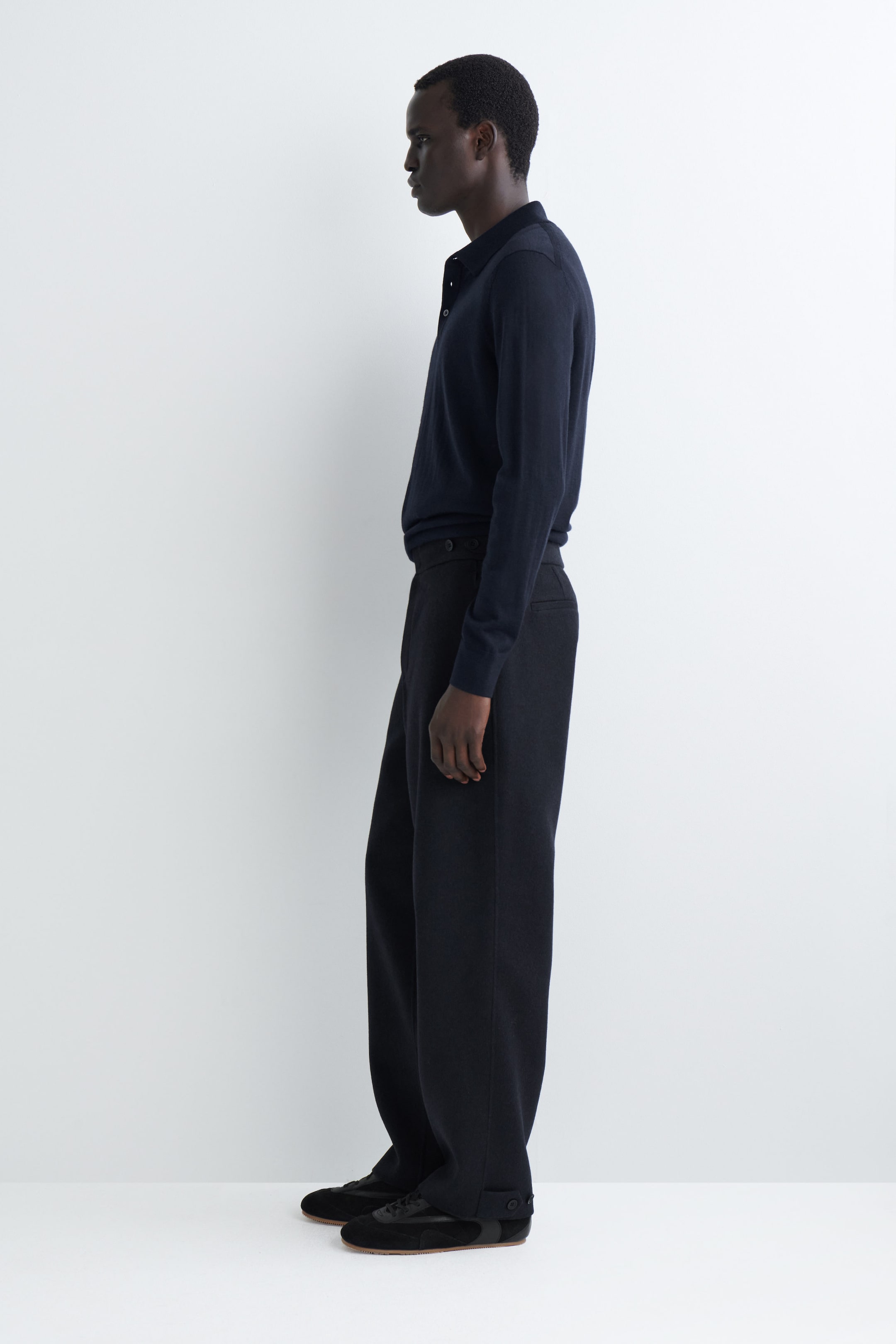 SPLIT WOOL TAPERED PANTS