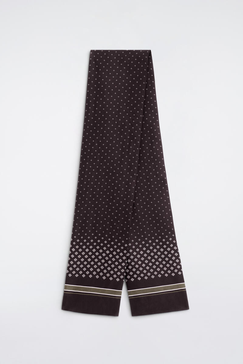 Slim Geometric-Print Silk Scarf