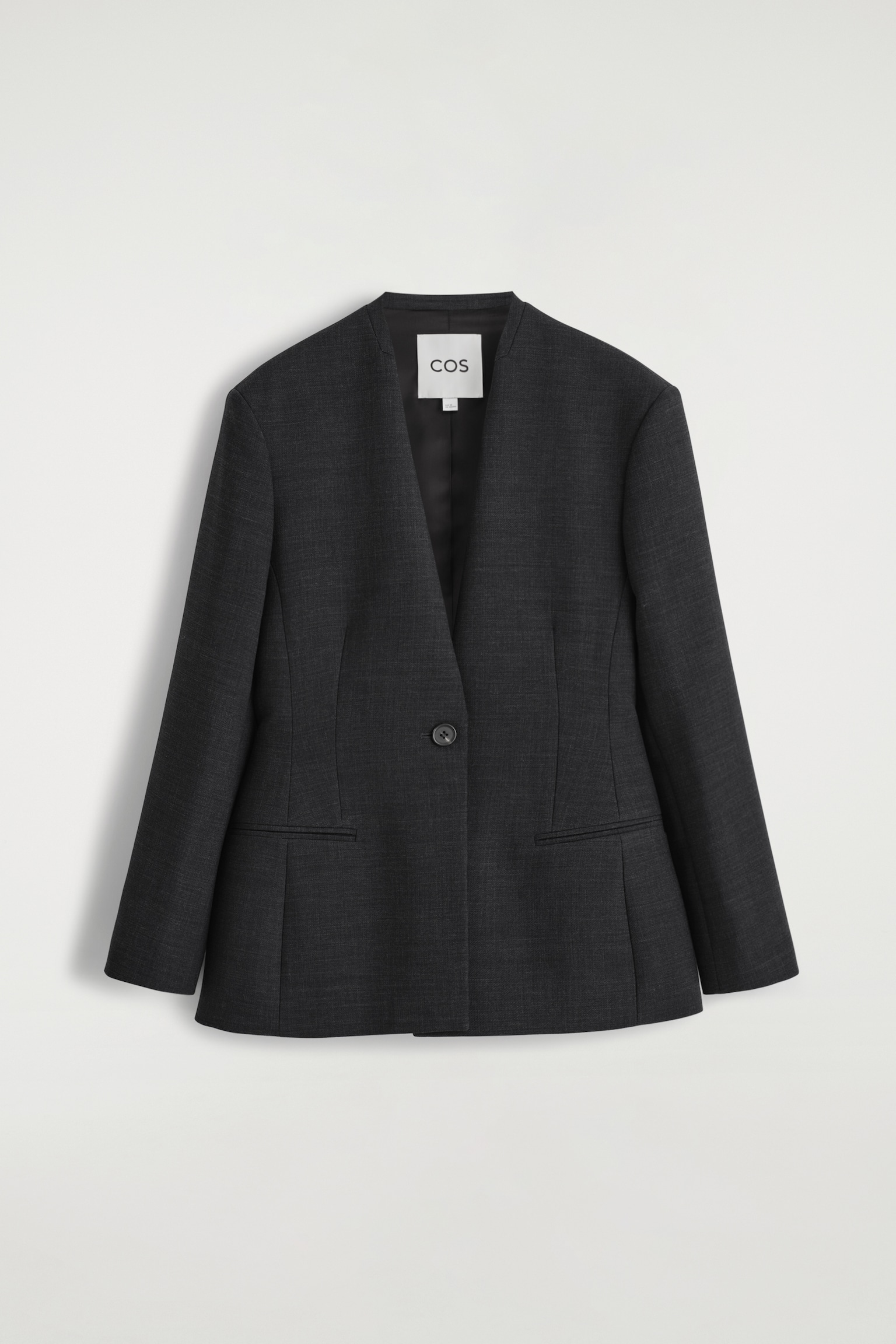 BLAZER SIN CUELLO CON CINTURA AJUSTADA - GRIS MARENGO