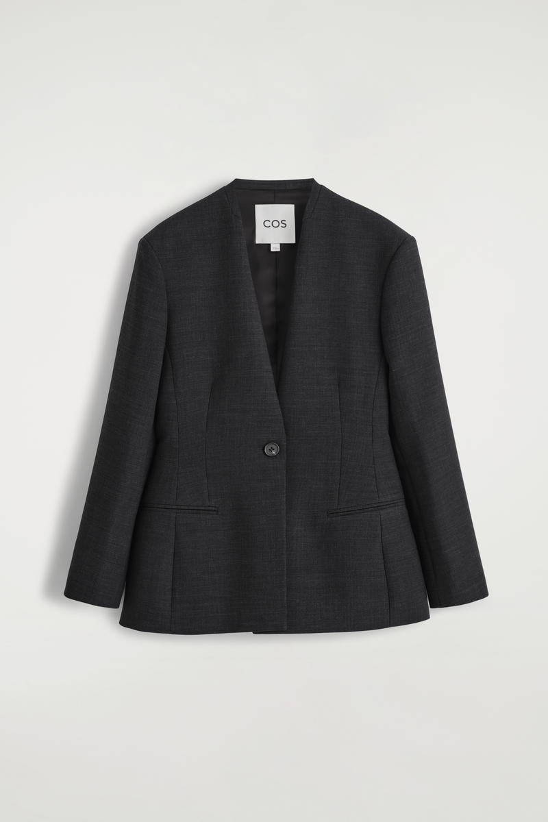 Waisted Collarless Blazer