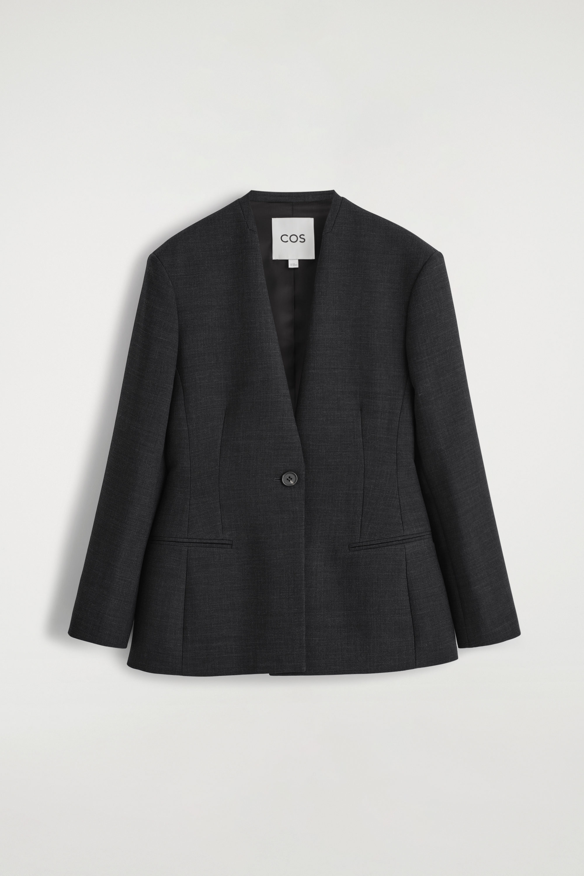 WAISTED COLLARLESS BLAZER - CHARCOAL | COS