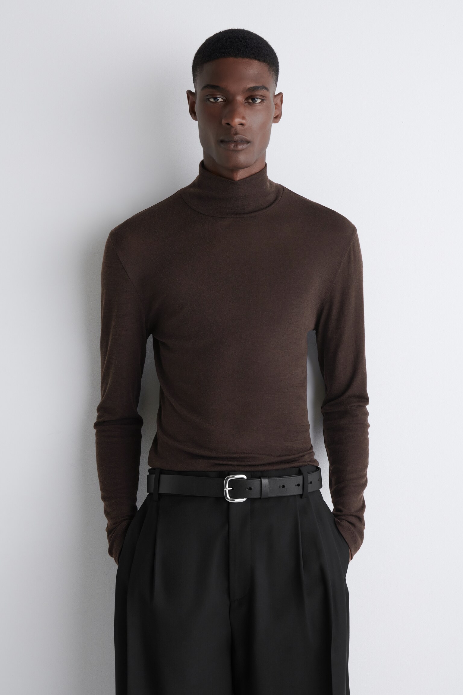 JERSEY FINO DE LANA SLIM FIT - MARRÓN OSCURO/GRIS OSCURO/NEGRO - 1