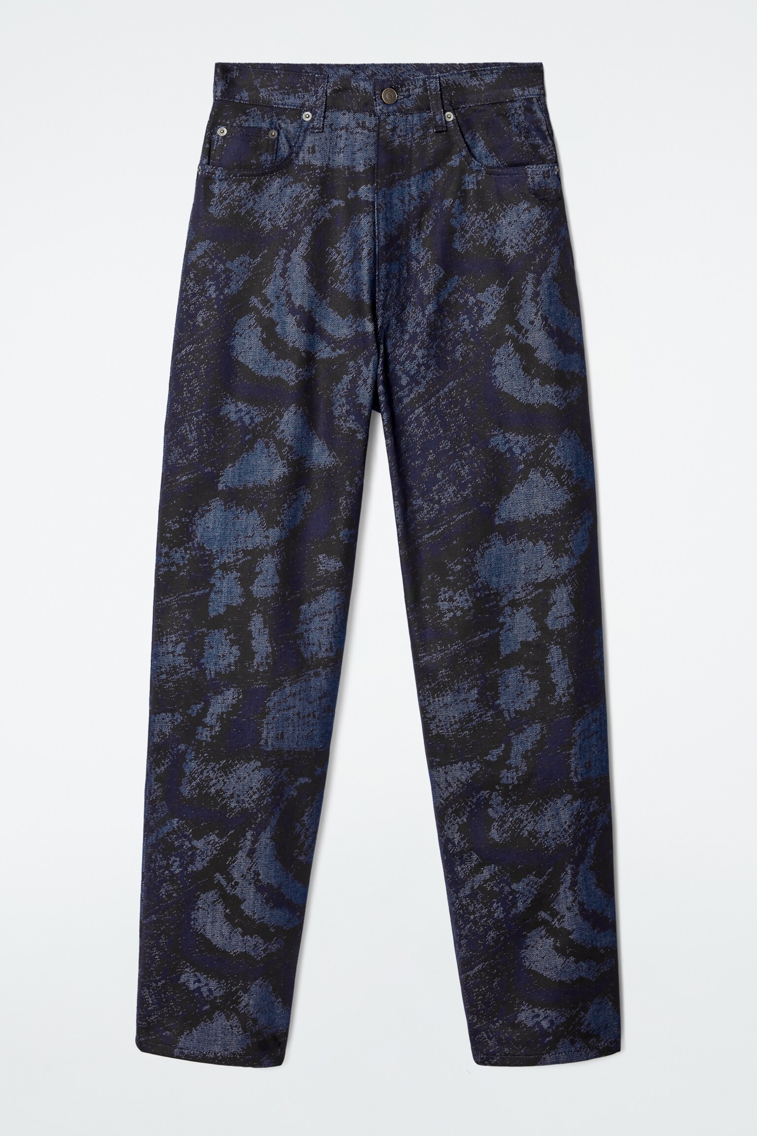 BAY JACQUARD BARREL-LEG JEANS - DARK BLUE