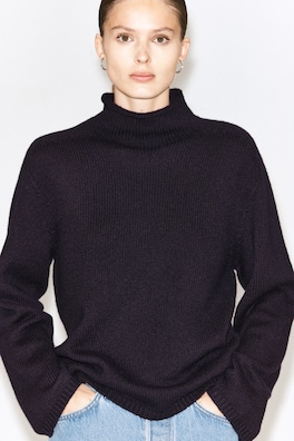 PURE CASHMERE MOCK-NECK SWEATER — NAVY 6
