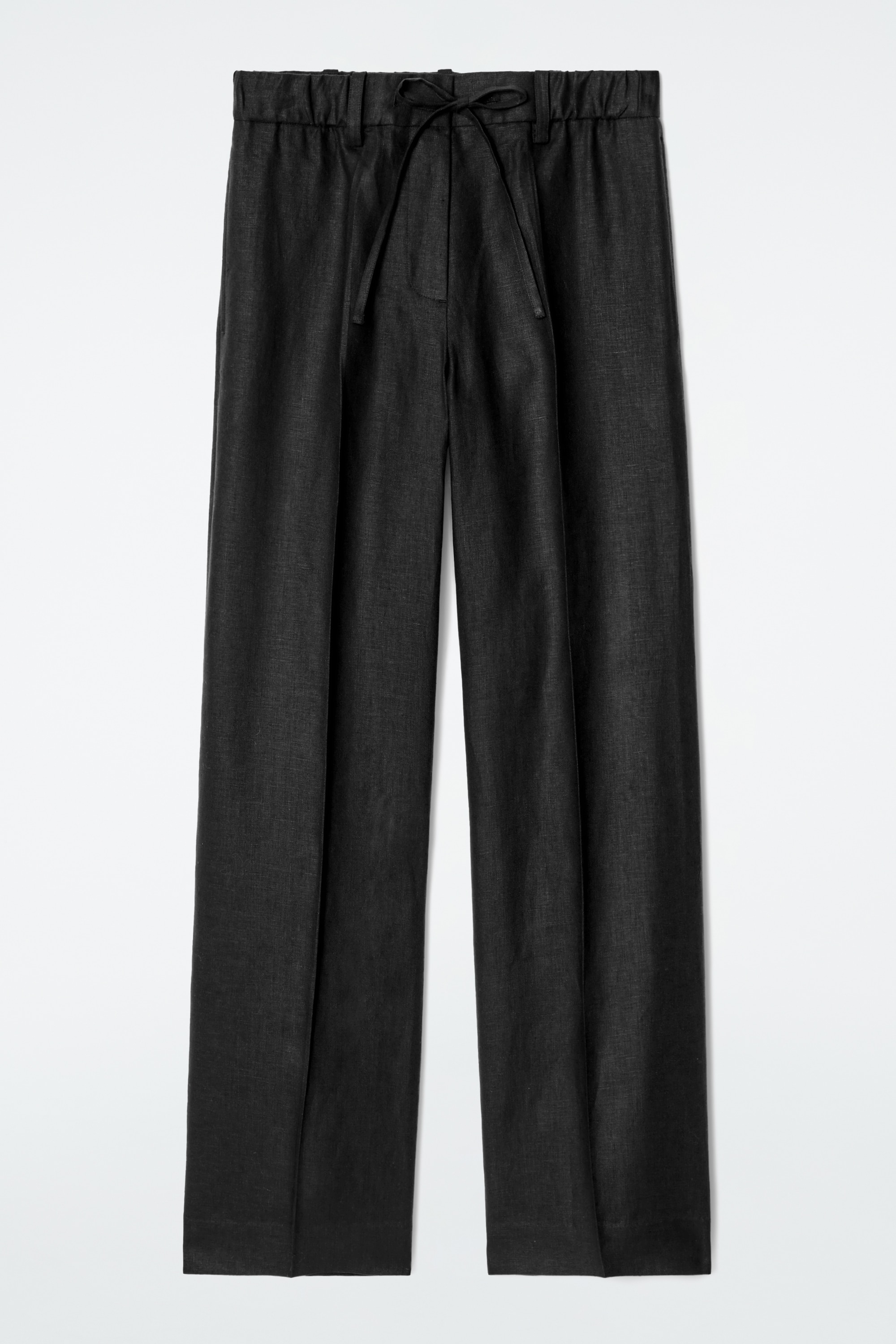 ΛΙΝΕΝ DRAWSTRING TROUSERS - ΜΑΥΡΟ