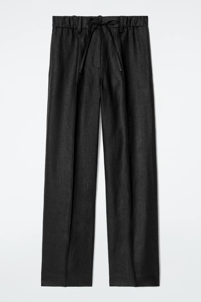 LEINENHOSE MIT KORDELZUGBUND - SCHWARZ - 1