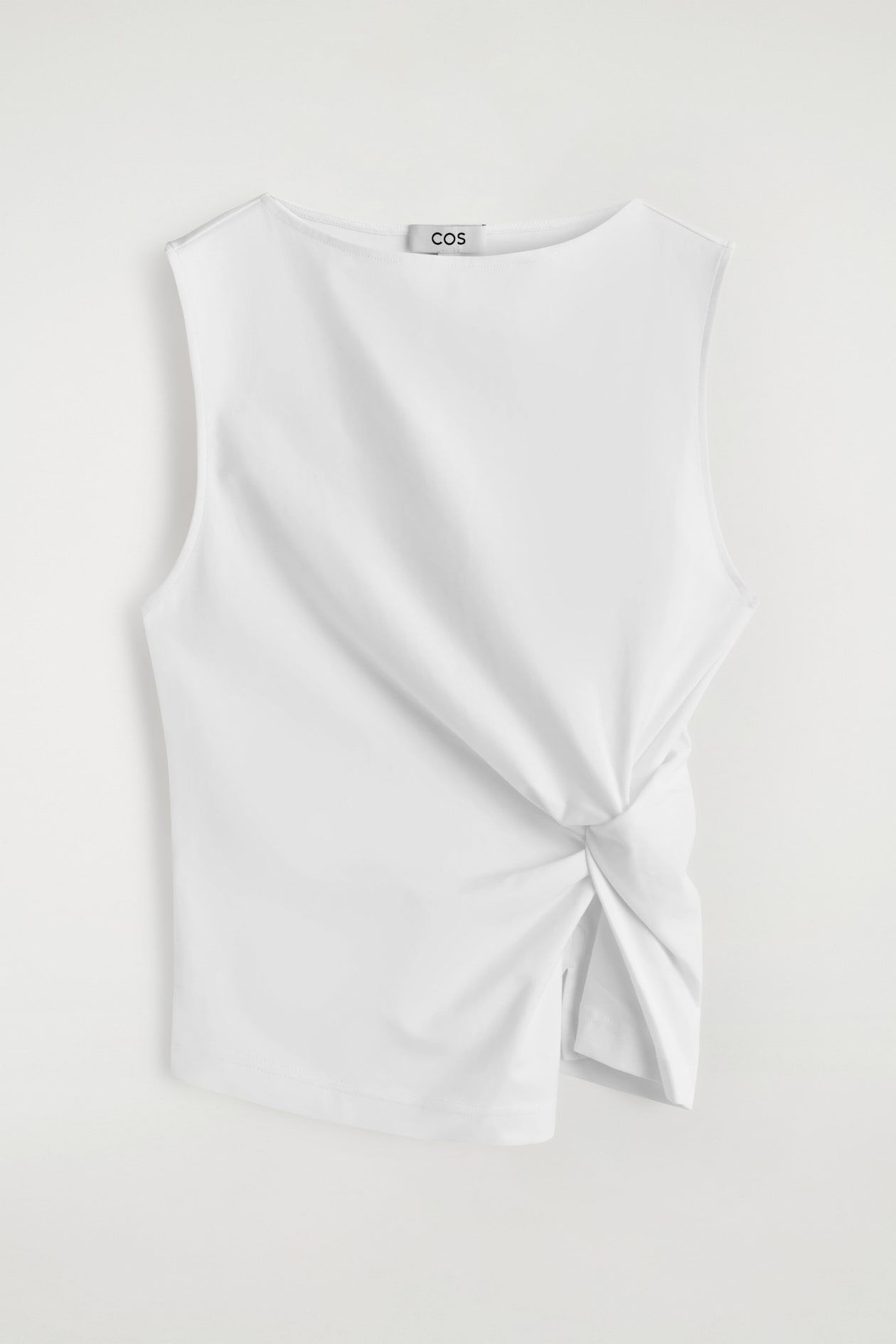 TWIST-DETAIL JERSEY TOP — WHITE