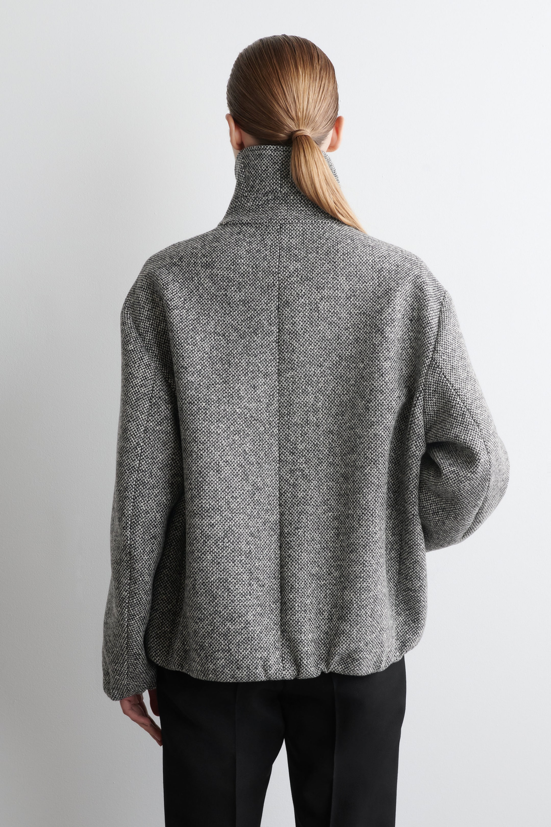 WOOL-TWEED FUNNEL-NECK JACKET
