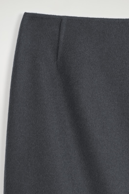 DOUBLE-FACED WOOL PENCIL SKIRT — STEEL 1