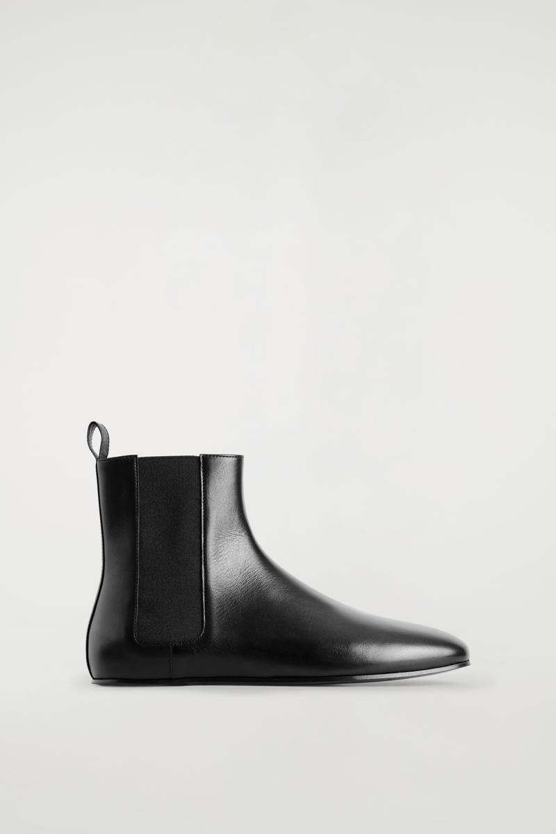 Cos Slim Leather Boots In Black