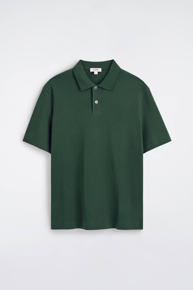 INTERLOCK COTTON POLO SHIRT - DARK GREEN/LIGHT BEIGE - 1