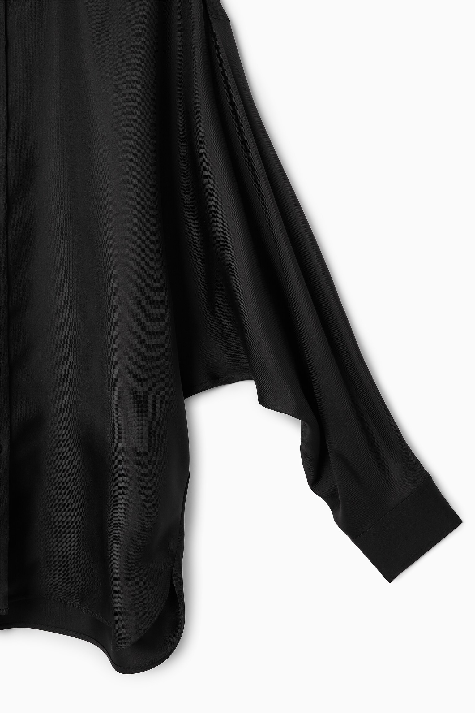 OVERSIZED BATWING-SLEEVE SILK SHIRT - BLACK - 2