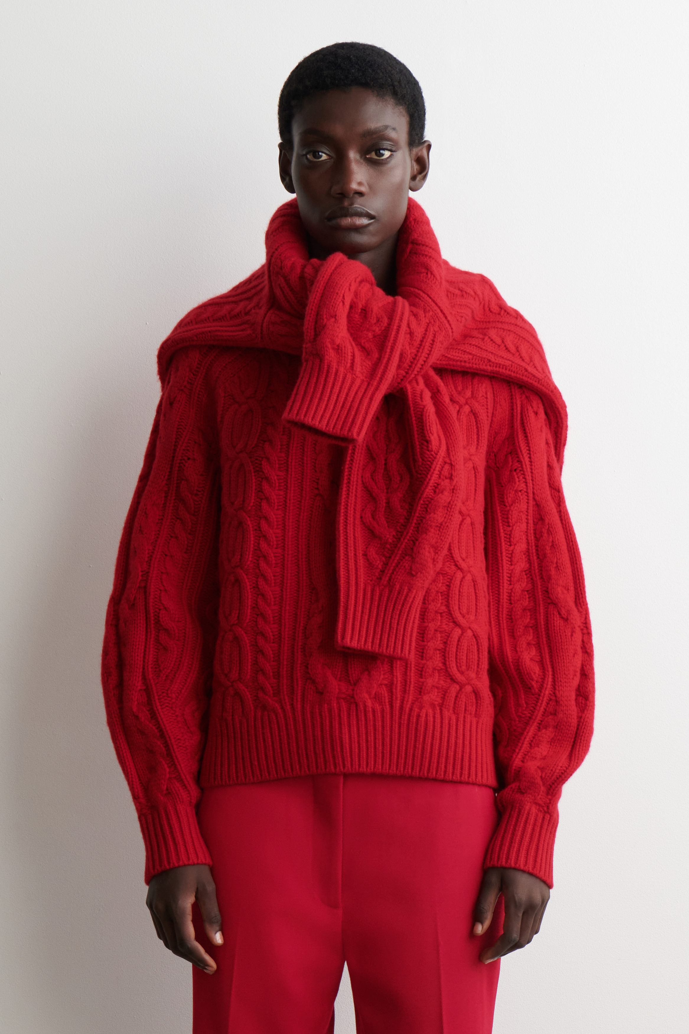 CABLE-KNIT WOOL-CASHMERE SWEATER - RED | COS US