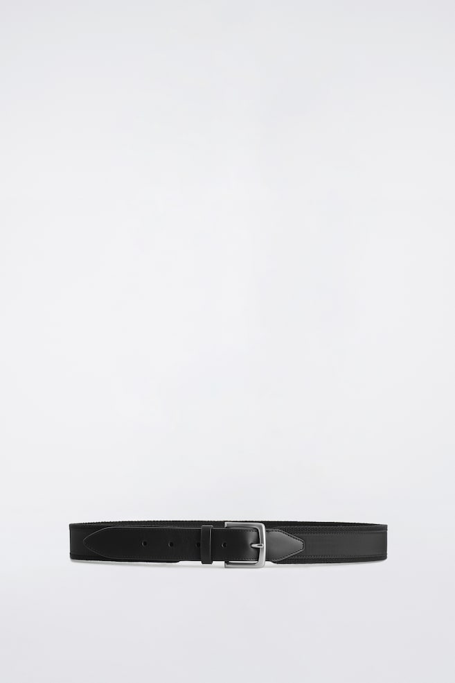 CEINTURE EN TOILE BORDÉE DE CUIR - NOIR/GRIS - 1
