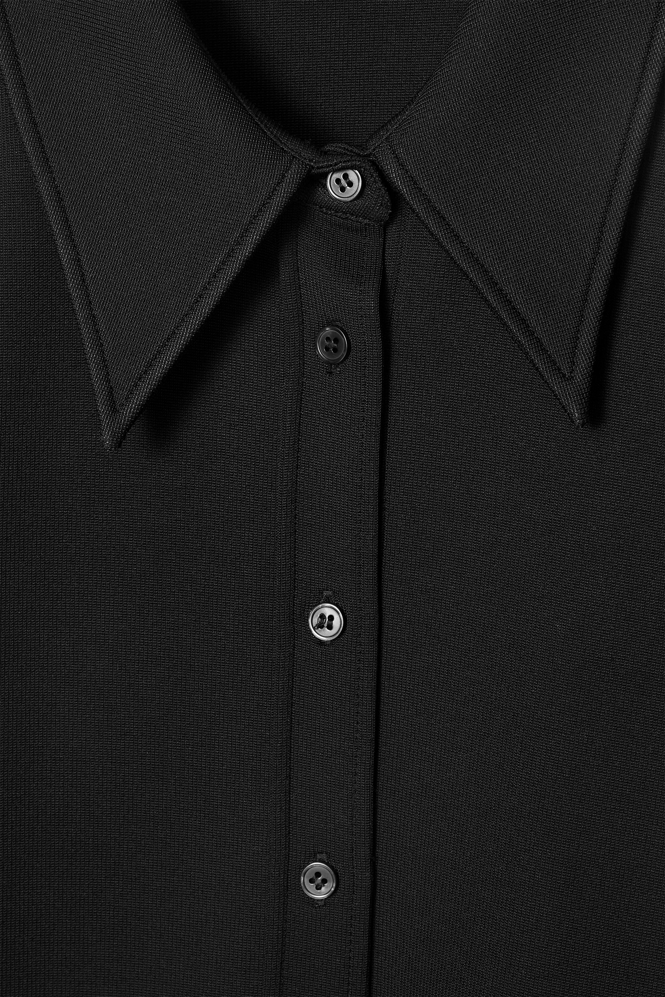 View larger image: SLIM EXAGGERATED-COLLAR JERSEY SHIRT - BLACK - Ladies | H&M GB 2