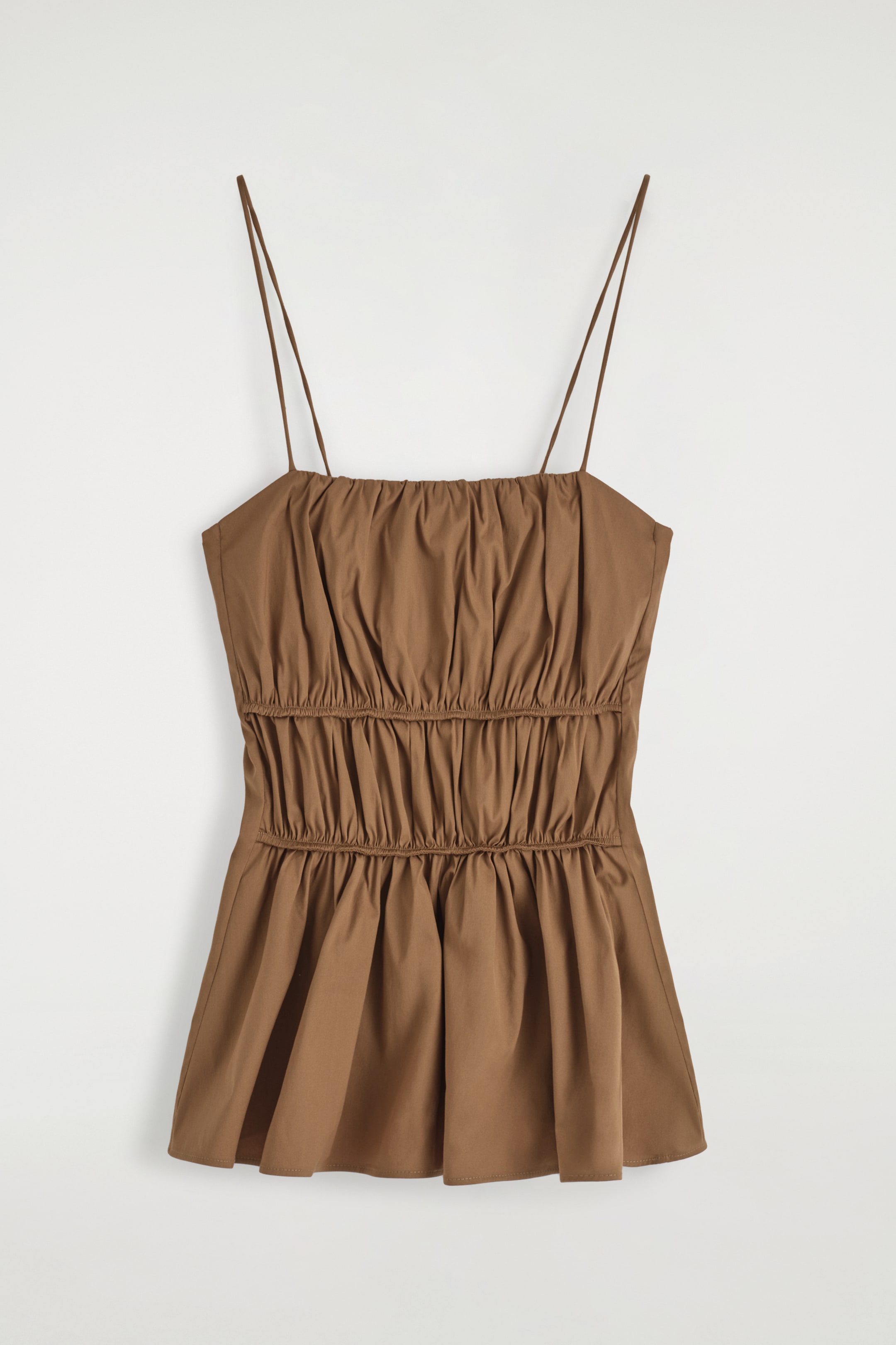 Zobrazit větší obrázek: NABÍRANÝ TOP S PEPLUM Z BAVLNY - HNĚDÝ - ŽENY | H&M CZ 6