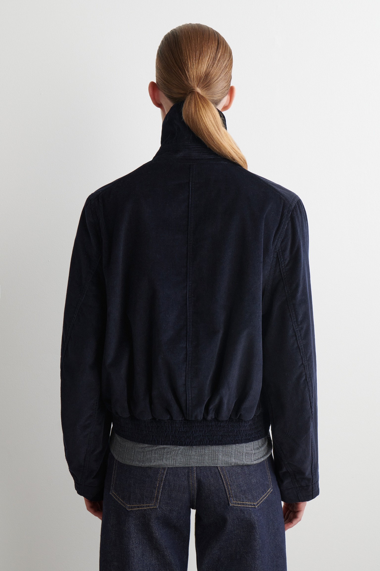 CORDUROY FUNNEL-NECK JACKET - NAVY - 5