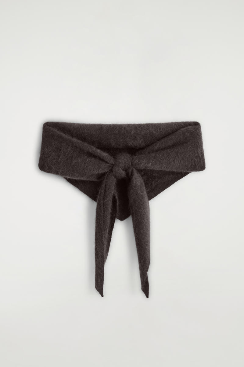 Cos Brushed-cashmere Triangle Scarf In Brown
