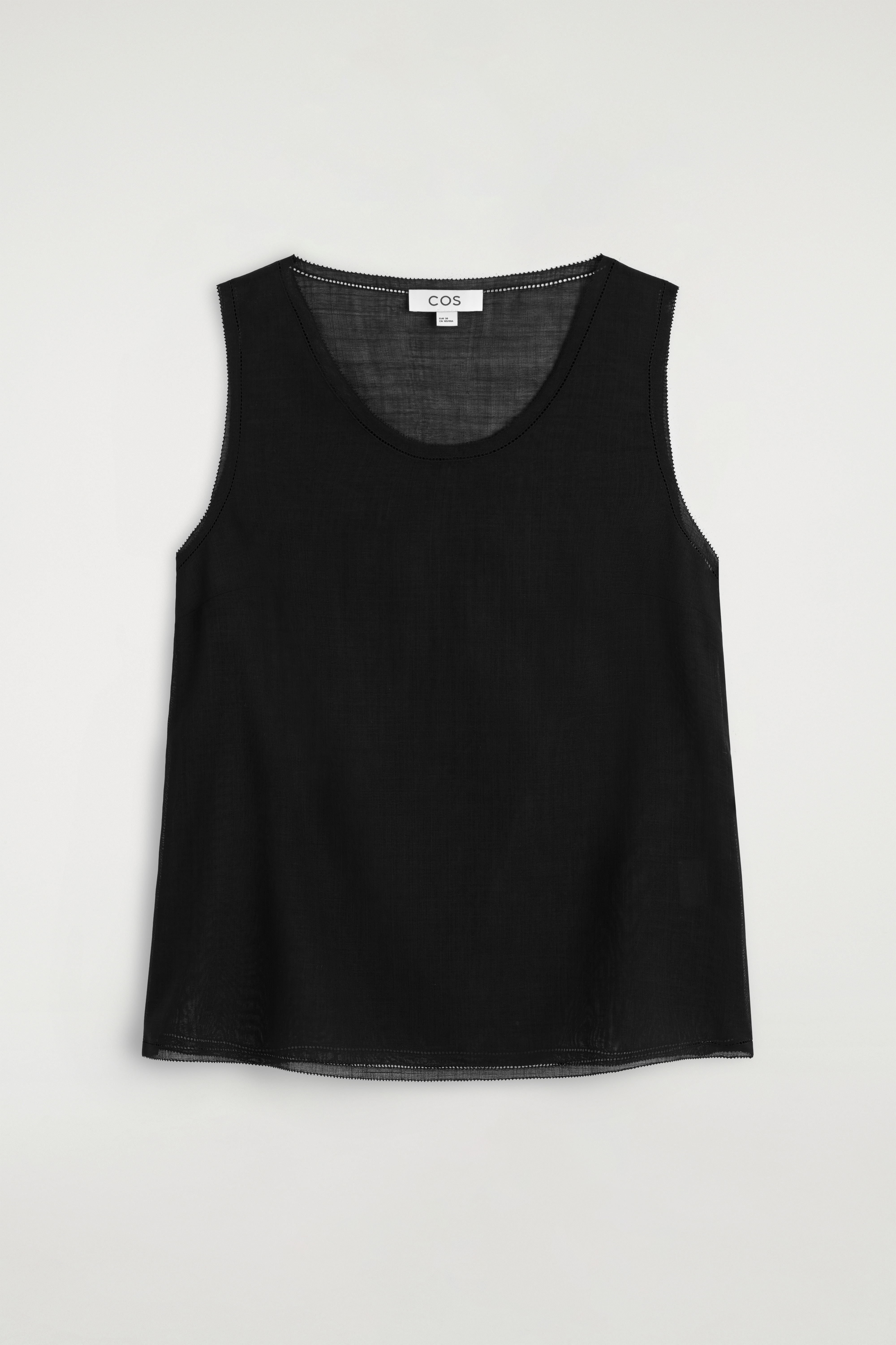 TOP IN LANA SEMITRASPARENTE A STRATI - NERO