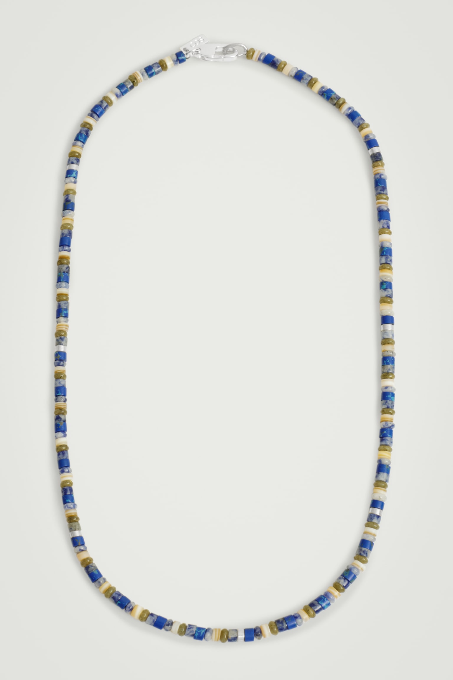 COLLANA CON PERLINE IN PIETRE SEMIPREZIOSE - ARGENTO / BLU / GRIGIO/ARGENTO / ARANCIONE - 2
