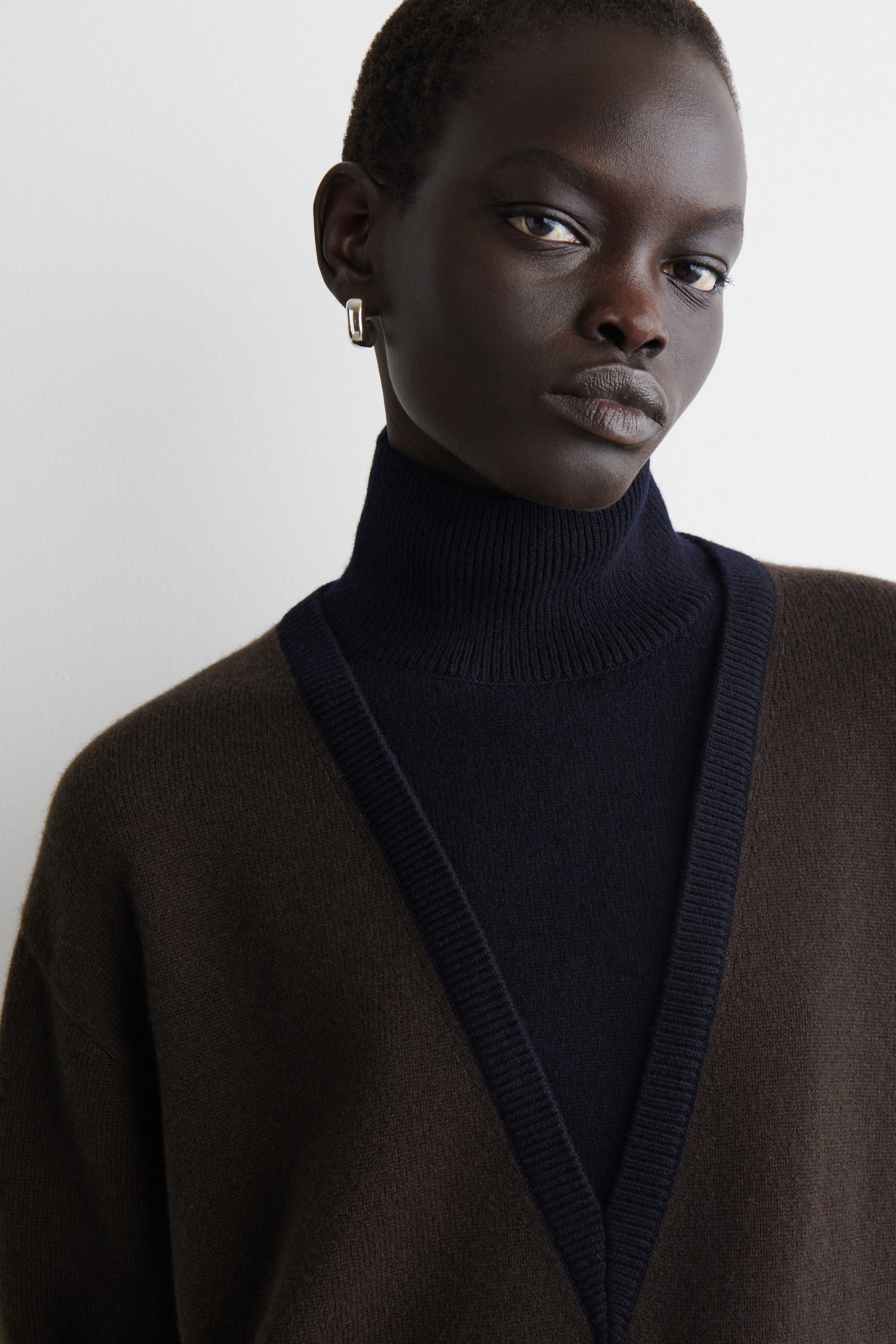 LAYERED MERINO WOOL HIGH-NECK SWEATER