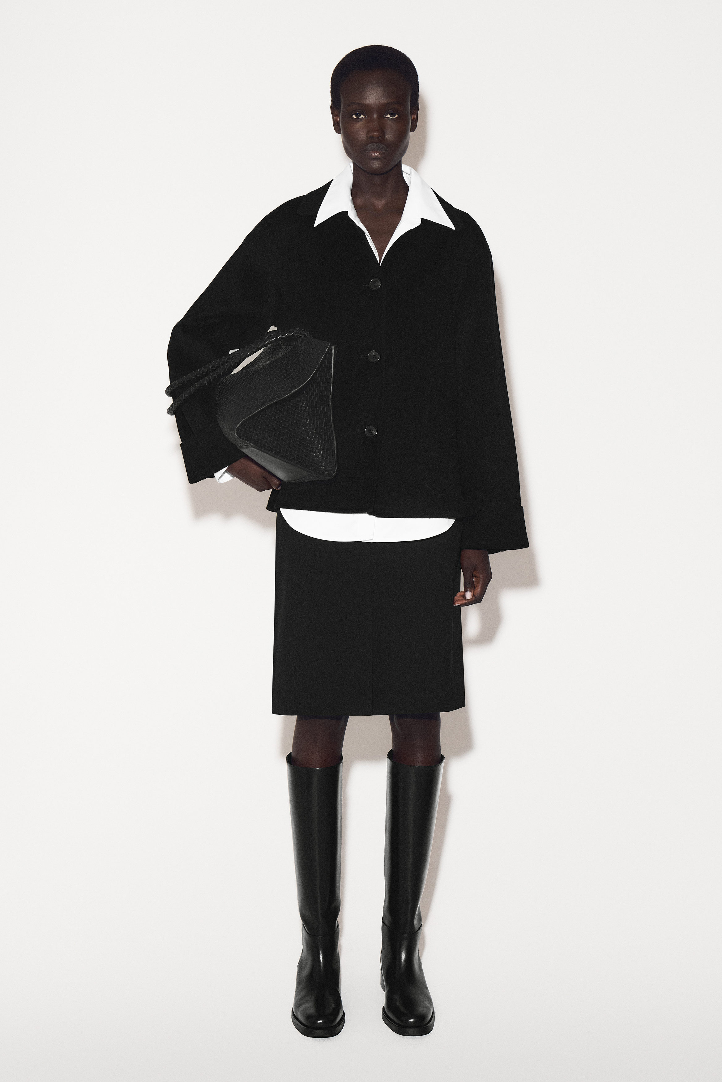 COS ウールジャケット EU 48 SHORT DOUBLE-FACED WOOL JACKET ダブルフェイスウールショート